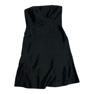 Ann Taylor Black Strapless Silk Cocktail Dress w/ Bow Detail Size 6 Classic